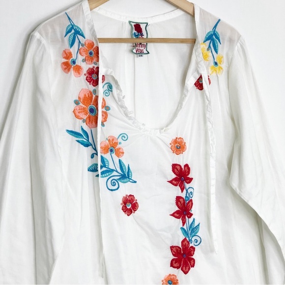 Johnny Was White embroidered BoHo tunic blouse - Picture 5 of 9